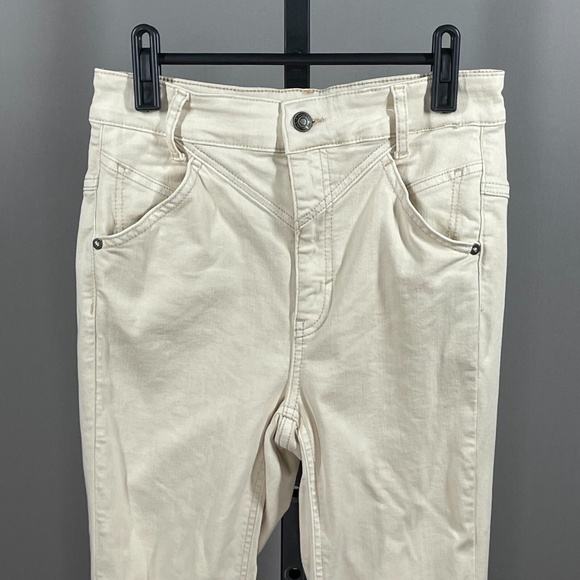 Free People Jeans Womens 27 beige skinny denim we the free boho casual - Picture 2 of 9